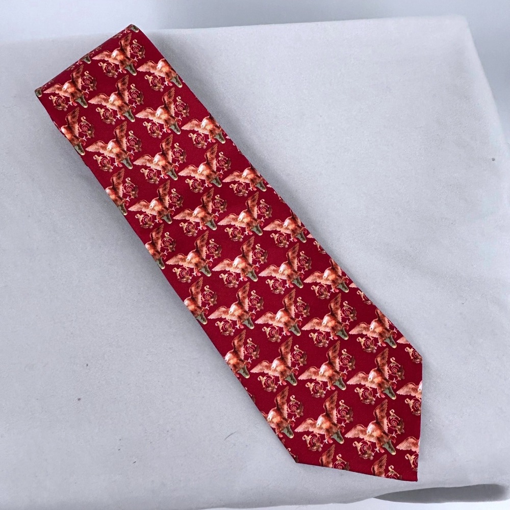 United States Capitol Historical Society Silk Tie Eagle‎ Motif Tie Burgundy